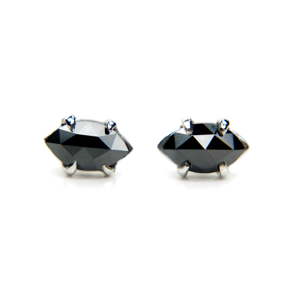 Black diamond stud earrings in 14k 