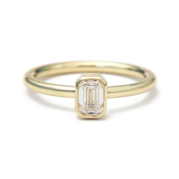 Emerald cut diamond bezel set ring – Altana Marie