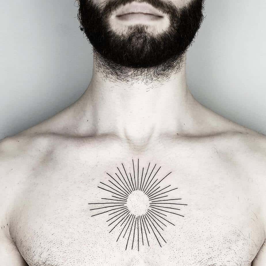 Linework Sun Tattoo by Malvina Maria Wisniewska