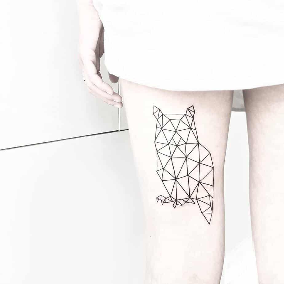 Geometric Owl Tattoo by Malvina Maria Wisniewska