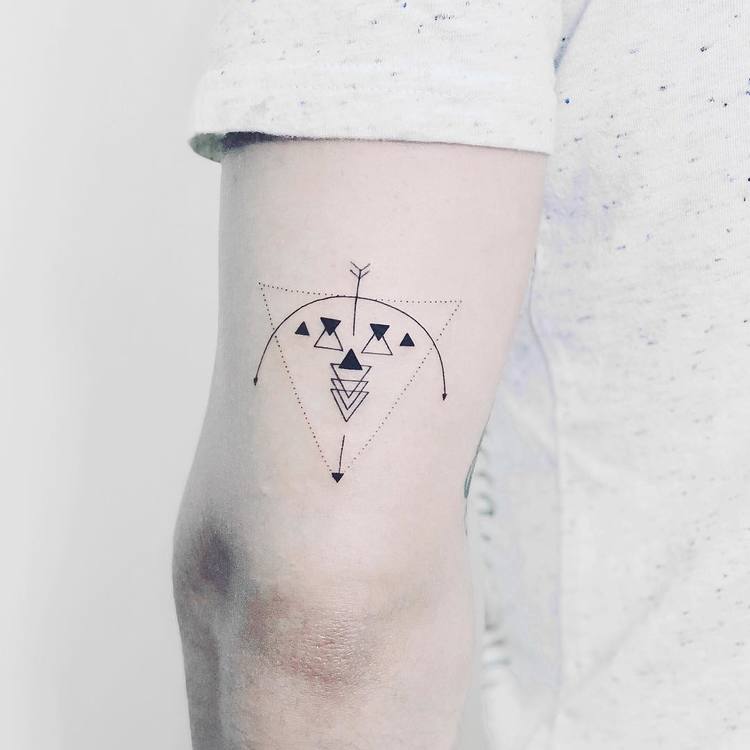 Linework and Dotwork Triangle Tattoos by Laura Martinez