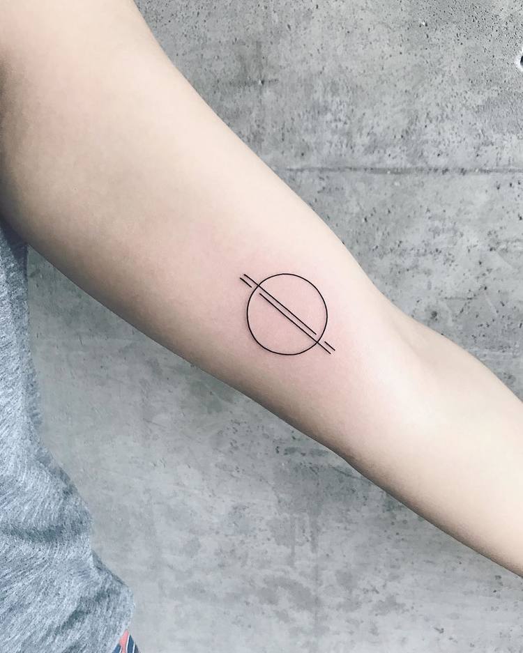 Circle and Lines Tattoo by Laura Martinez