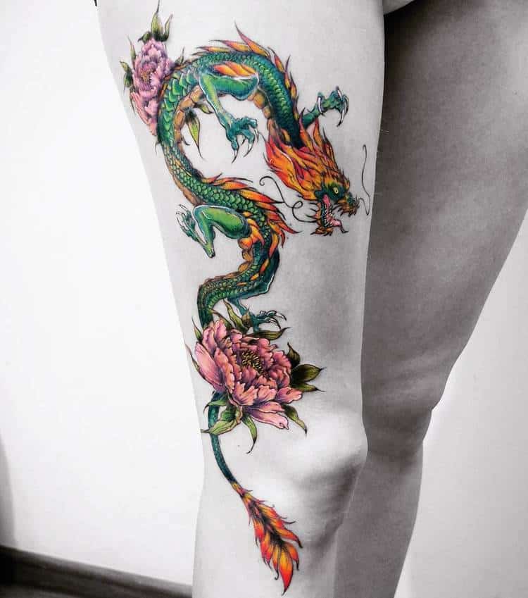 Floral Dragon Tattoo by Vitaly Kazantsev