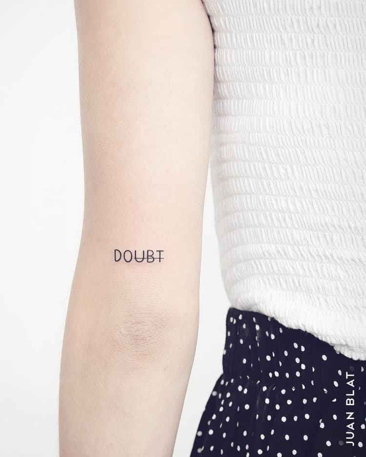 Doubt Tattoo on Elbow