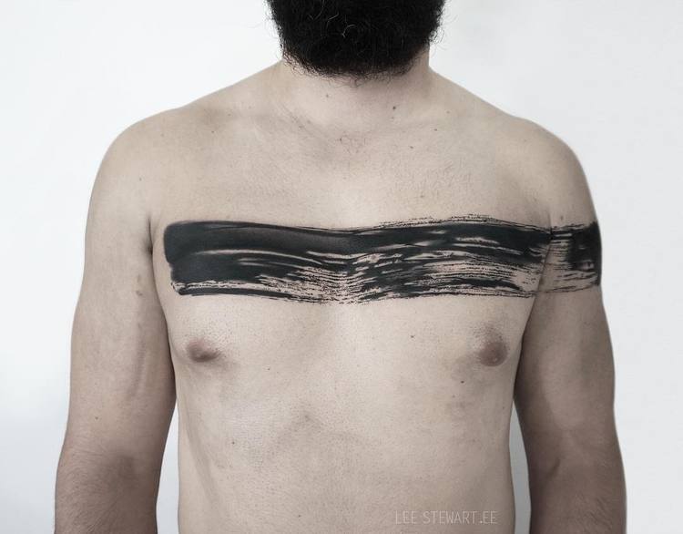 Blackwork Brush Stroke Tattoos by Lee Stewart