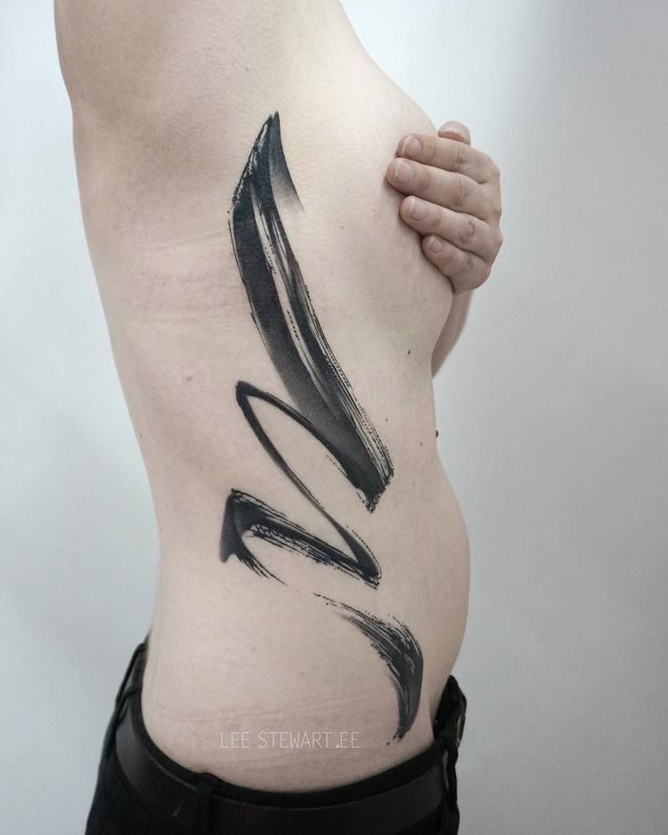 Blackwork Brush Stroke Tattoos by Lee Stewart