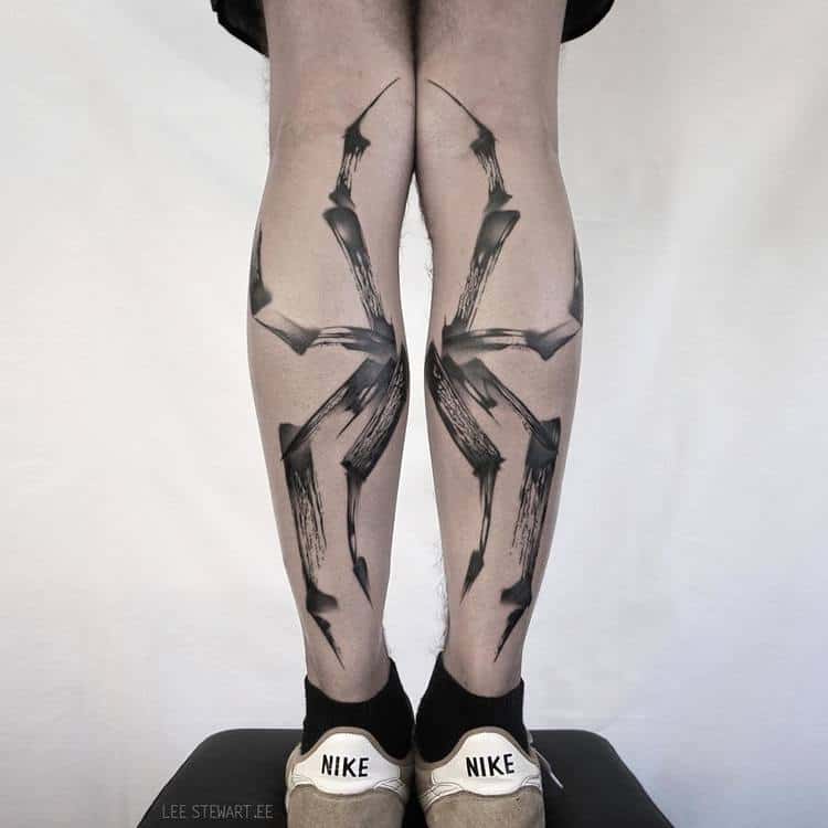 Blackwork Brush Stroke Tattoos by Lee Stewart