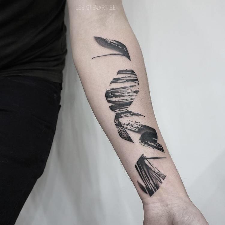 Blackwork Brush Stroke Tattoos by Lee Stewart