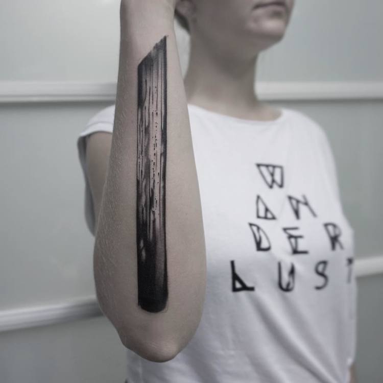 Blackwork Brush Stroke Tattoos by Lee Stewart