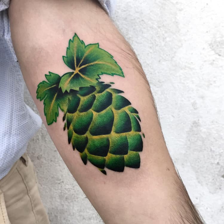  Green Hop Cone Tattoo by dariastahp