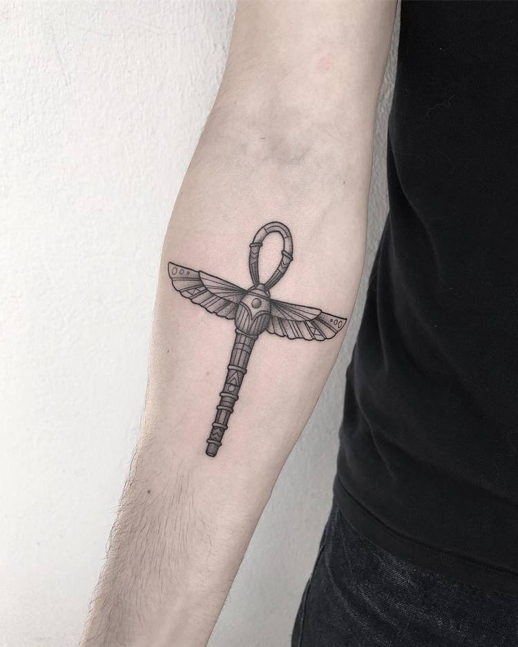 Scarab Ankh Tattoo by okeanos_tattoo