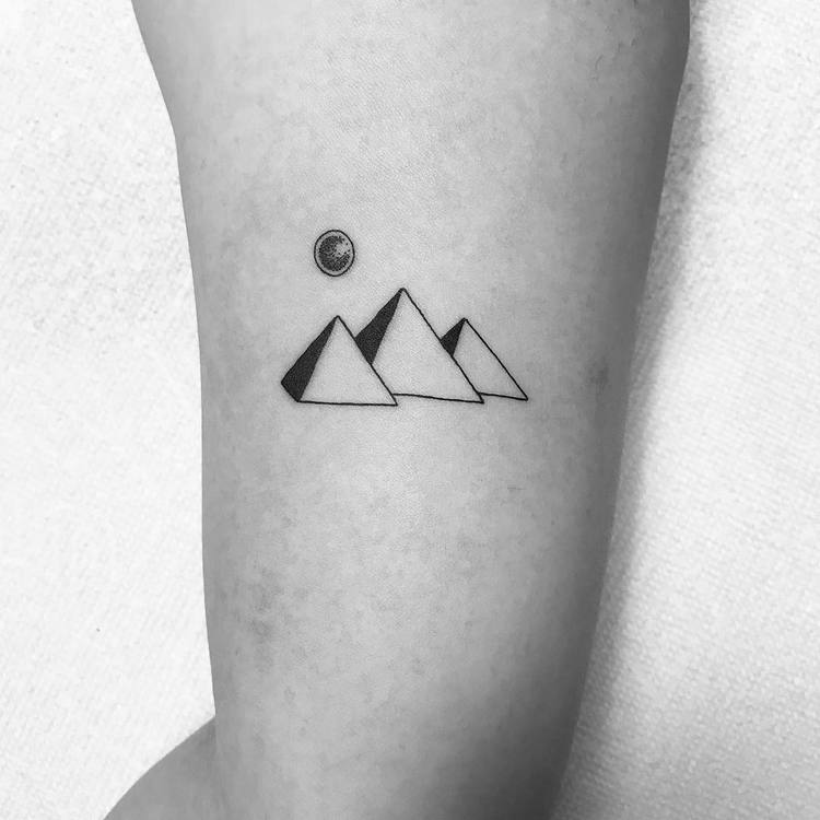 Minimalist Pyramids of Giza Tattoo by laylachenyz