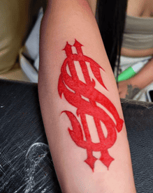 What Does A Dollar Sign Tattoo Mean, dollar sign tattoo on face meaning, dollar sign tattoo on hand meaning, dollar sign tattoo on finger meaning, dollar sign tattoo ideas, dollar sign tattoo on neck,