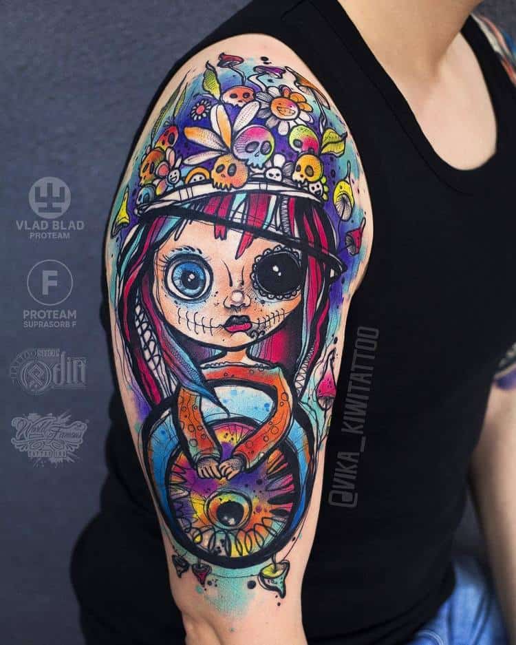 Creepy Doll Tattoo by vika_kiwitattoo