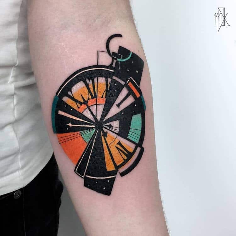 Graphic Clock Tattoo by Marta Kudu