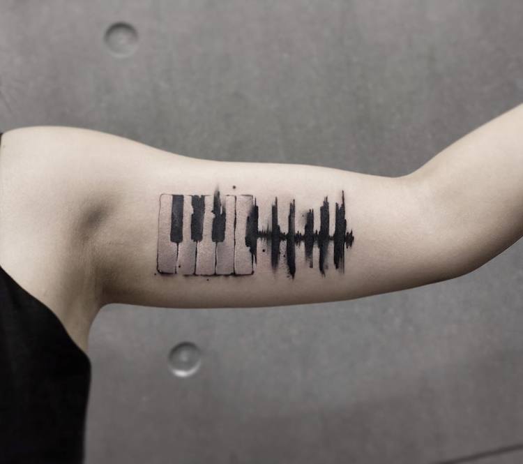 Watercolor Piano Tattoo By Chen Jie