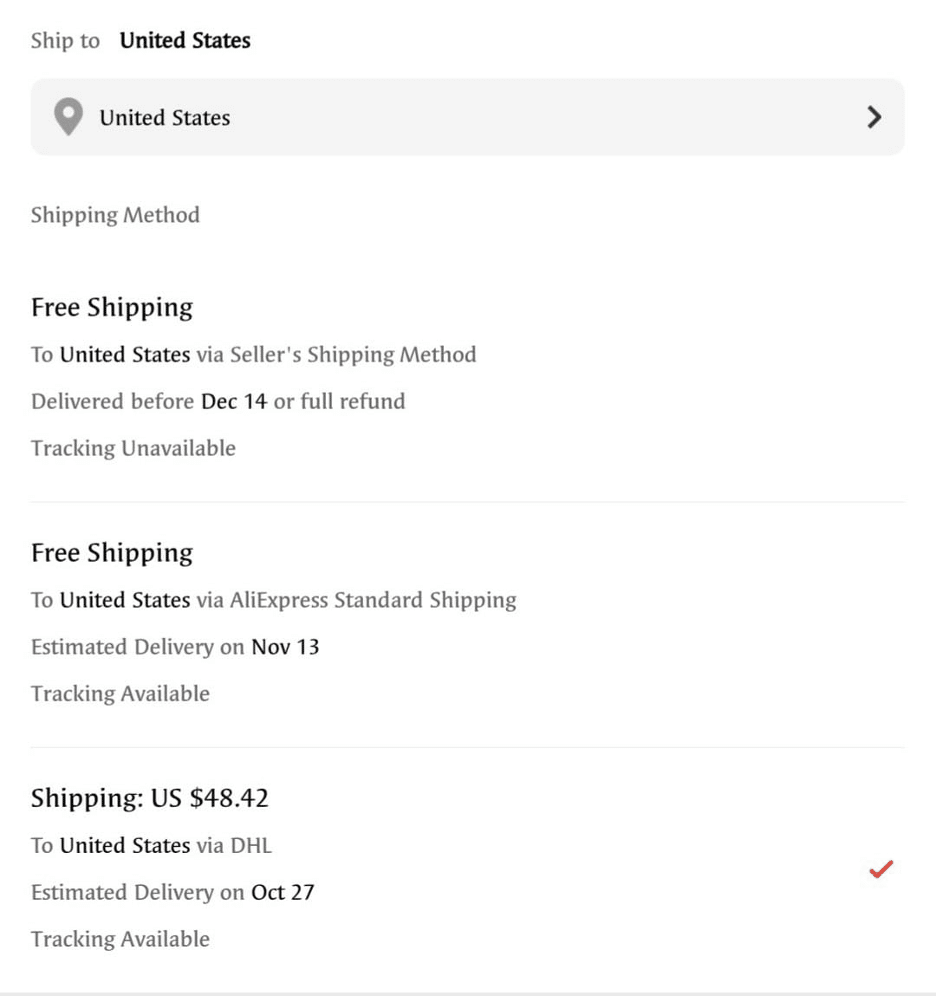 shipping cost aliexpress banggood