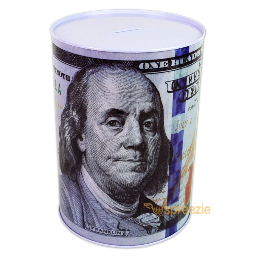 100 Dollar Bill Piggy Bank Coin Storage Money Saving Can Benjamin Franklin 85