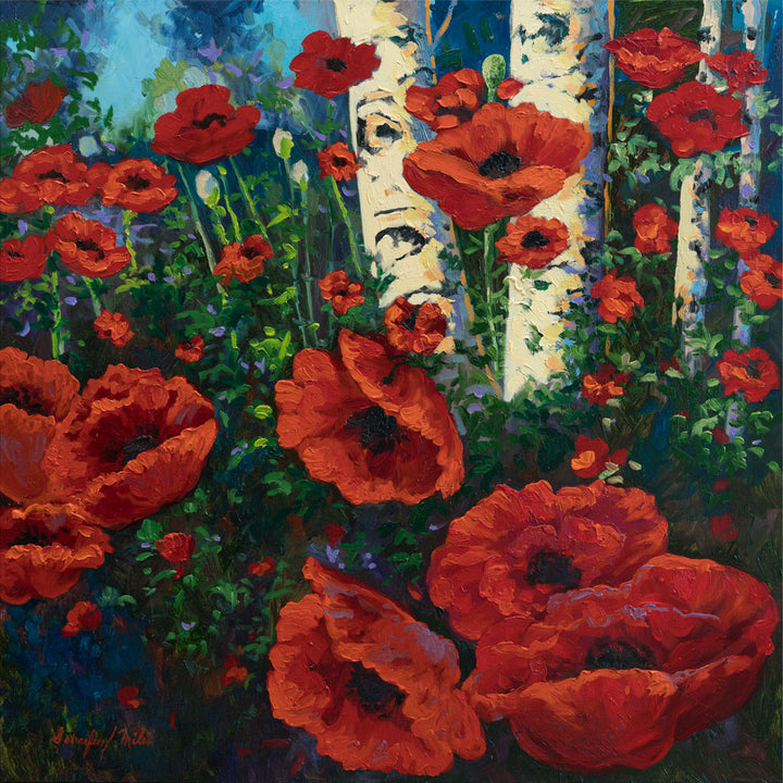 Red Poppy Puffs - Waterproof Coated Canvas - Sewisfaction