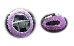 Lilac fuzzy steering wheel cover with cute matching rearview mirror cover - Poppys Crafts