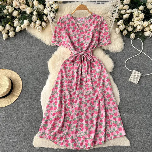 Floral V Neck Bodycon Dress for Summer Beach Vocation - Image 16