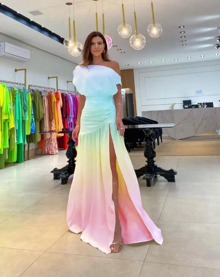 Sophisticated One Shoulder Split Maxi Dress for Special Occasions - Image 18