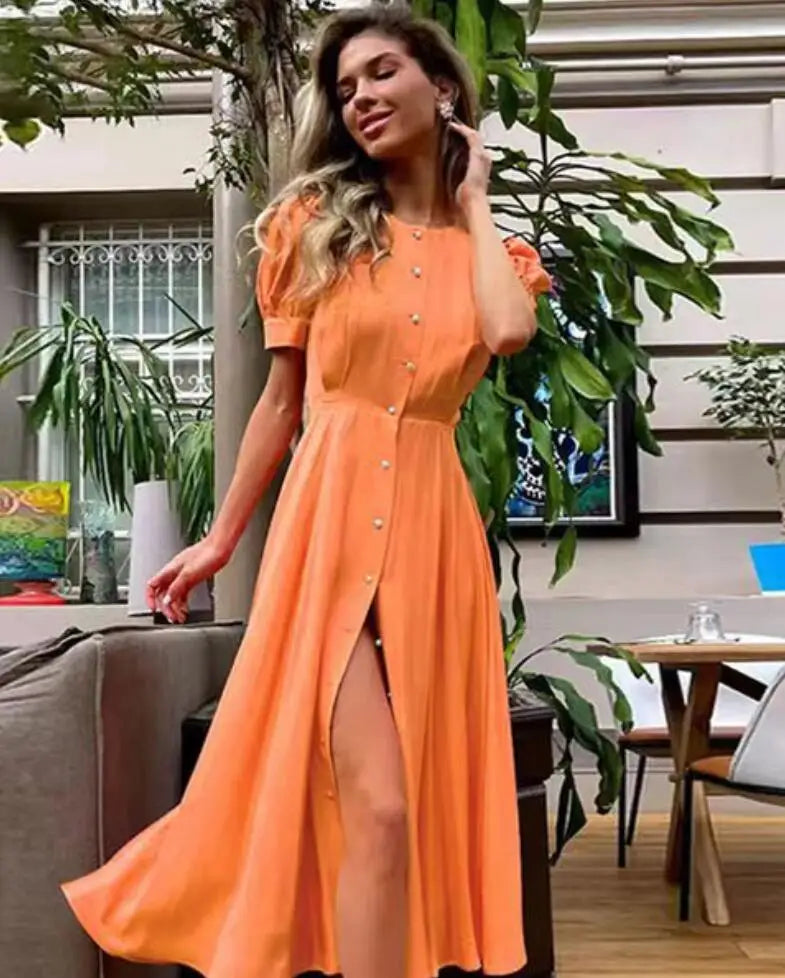 Stylish Large Swing Solid Color Dress in 7 Colors - Image 10