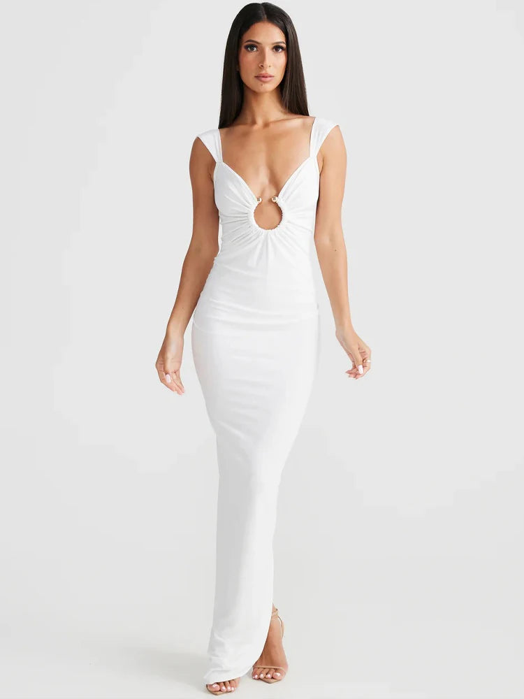 Sleeveless Backless Metal Loop Maxi Dress for Women - Image 5