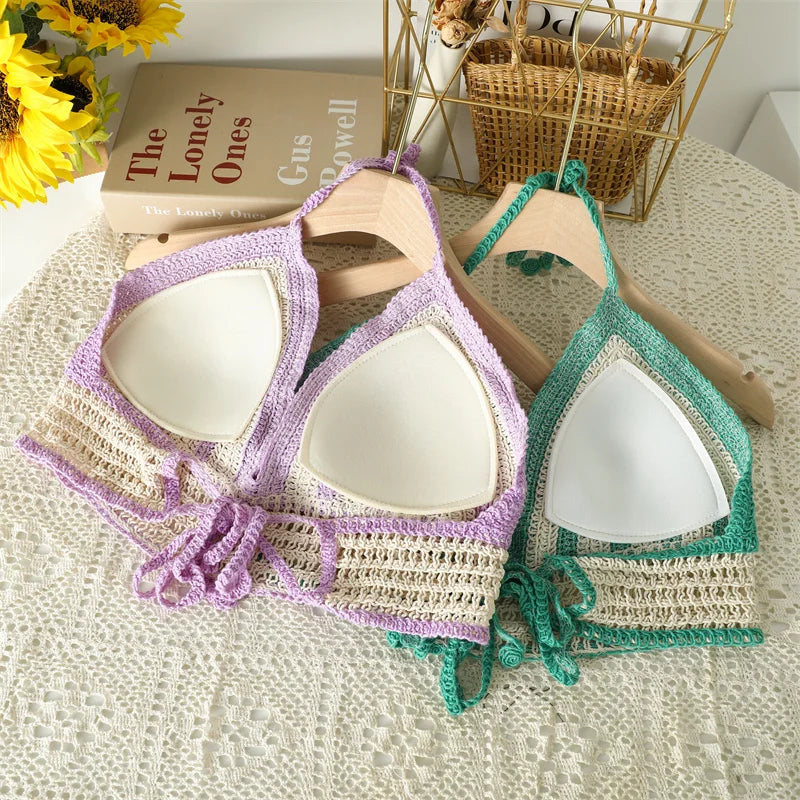 Stylish Crochet Tank Top with Built-In Bra for Women - Image 3