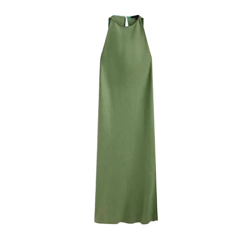 Side Fork Halter Neck Slim Midi Dress for Women - Image 5