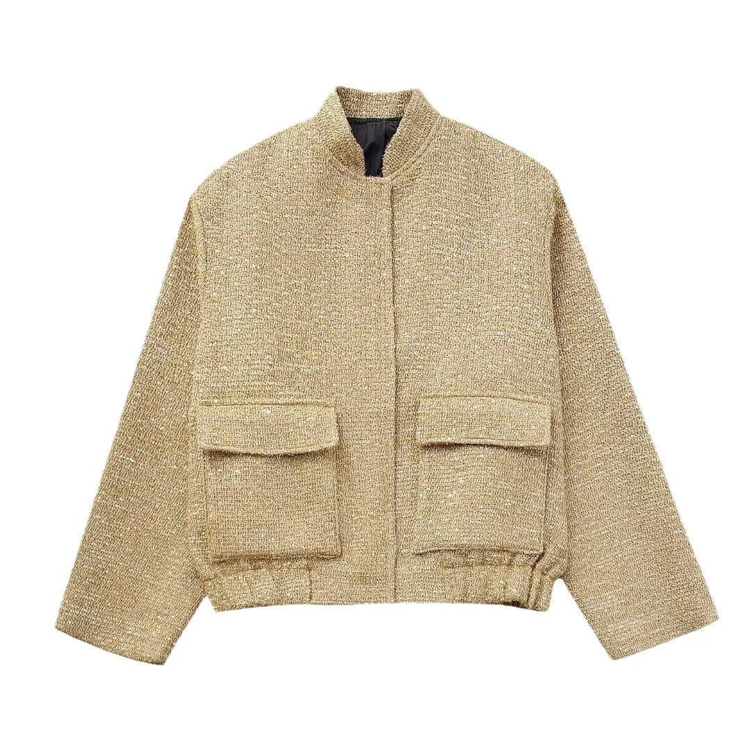 Sequined bomber jacket with pocket, stretch hem and chic style - Image 10