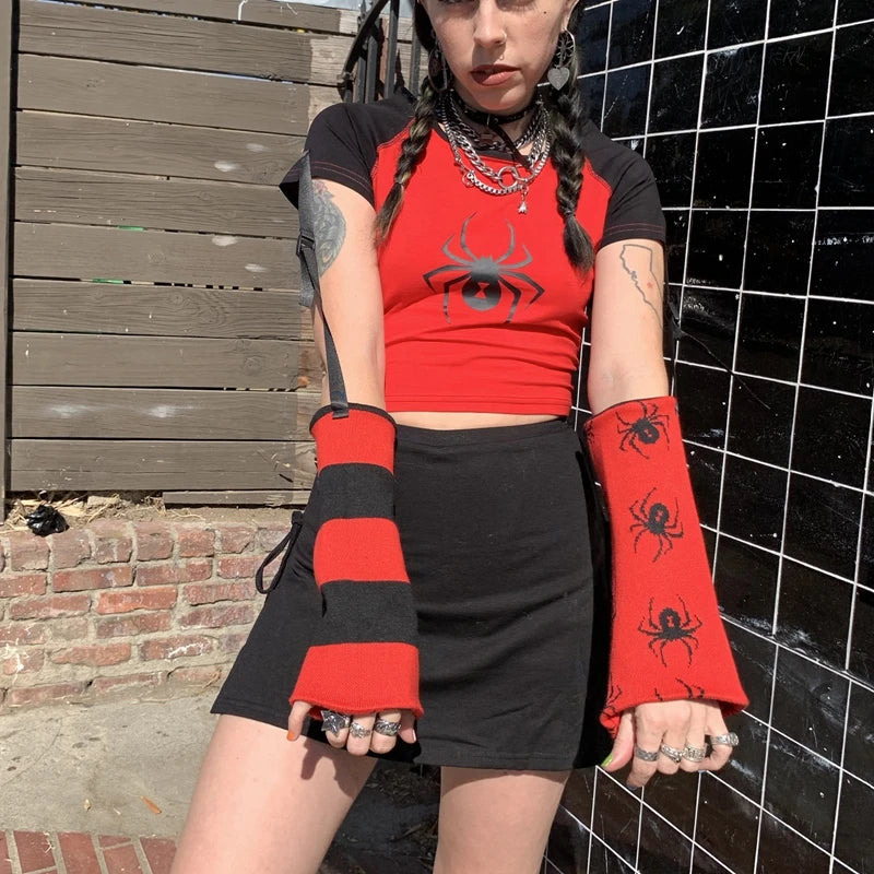 Detachable Reversible Arm Warmers Gothic Crop Top Women's T-shirt - Image 2