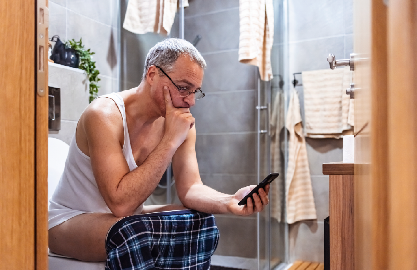 Elderly Man Researching Digestive Health