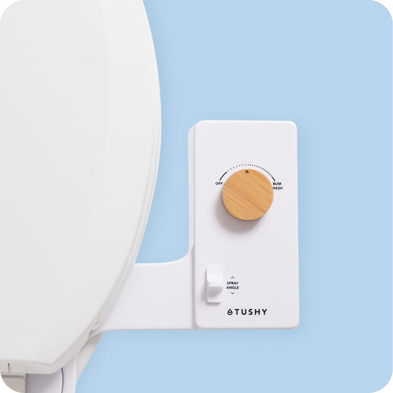 Tushy Classic 3.0 White / Bamboo-classic - a classic affordable bidet attachment by TUSHY White with Bamboo Knobs