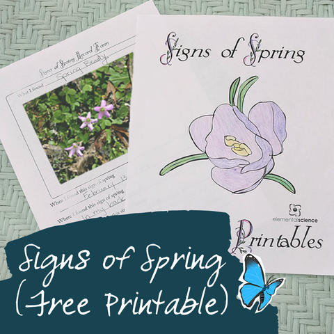 Keeping a "Signs of Spring" reference journal can help you anticipate the arrival of the best season of the year - download this free printable journal from Elemental Science to get started.