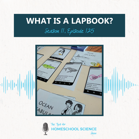 Lapbooks are educational scrapbooks that fit into the lap of a student. Want to know more? Listen to episode 125 of the Tips for Homeschool Science Show.