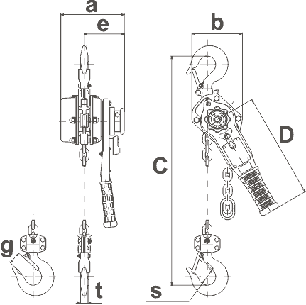 Wciągnik łańcuchowy dźwigniowy KITO - LB032, nośność 3200kg
