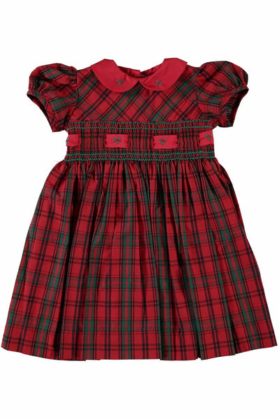 Baby Girl Red Plaid Short Sleeve Dress