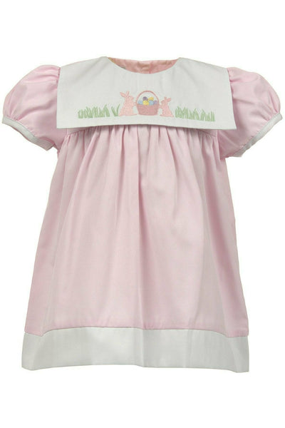 Smocked Bib Easter Bunnies Pink Toddler Girl Dress