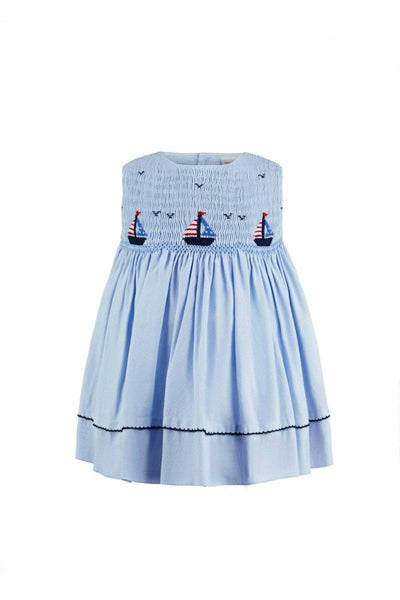 Carriage Boutique Hand Smocked Sailboats Girl Dress