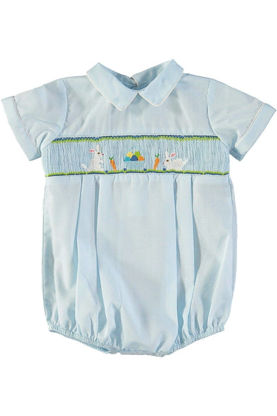 Smocked Easter Bunnies Baby Boy Bubble Romper Outfit