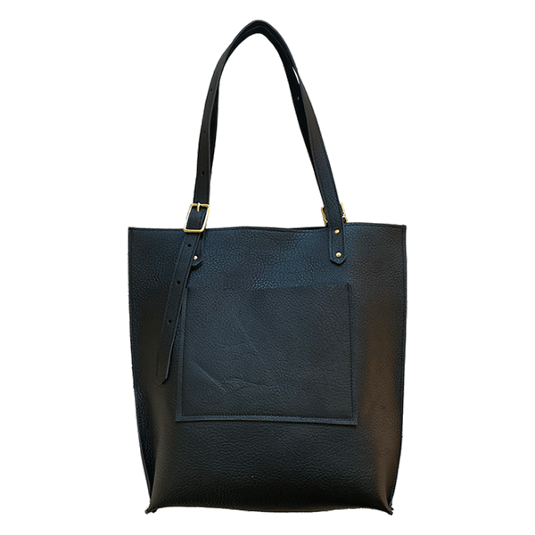 Black Leather-Look Tote Bag