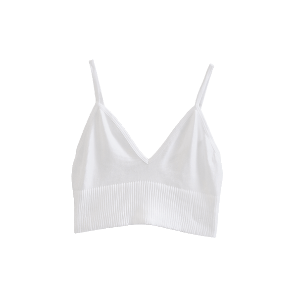 Chalk-white ribbed V-neck bralette