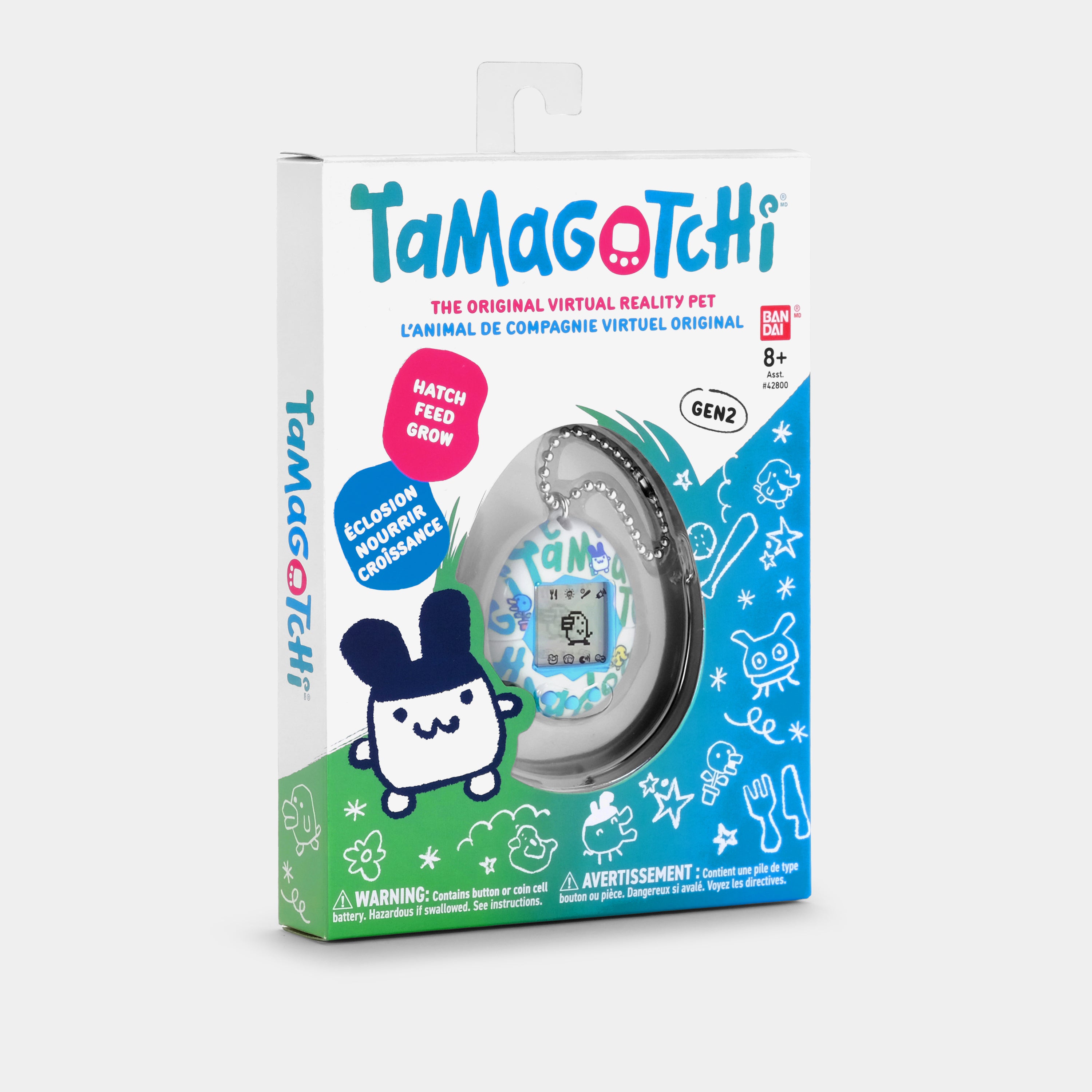 Bandai The Original Tamagotchi GEN 2 Blue White Checkered Virtual Reality  Pet