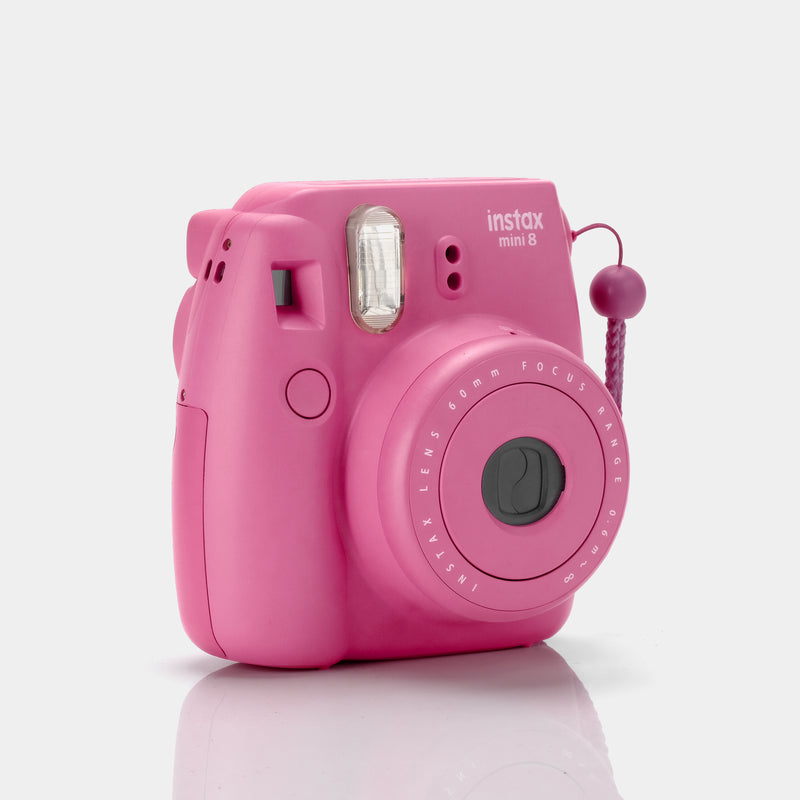 Fujifilm Instax Mini 8 Pink Film Camera With Smokey White Bag – Retrospekt