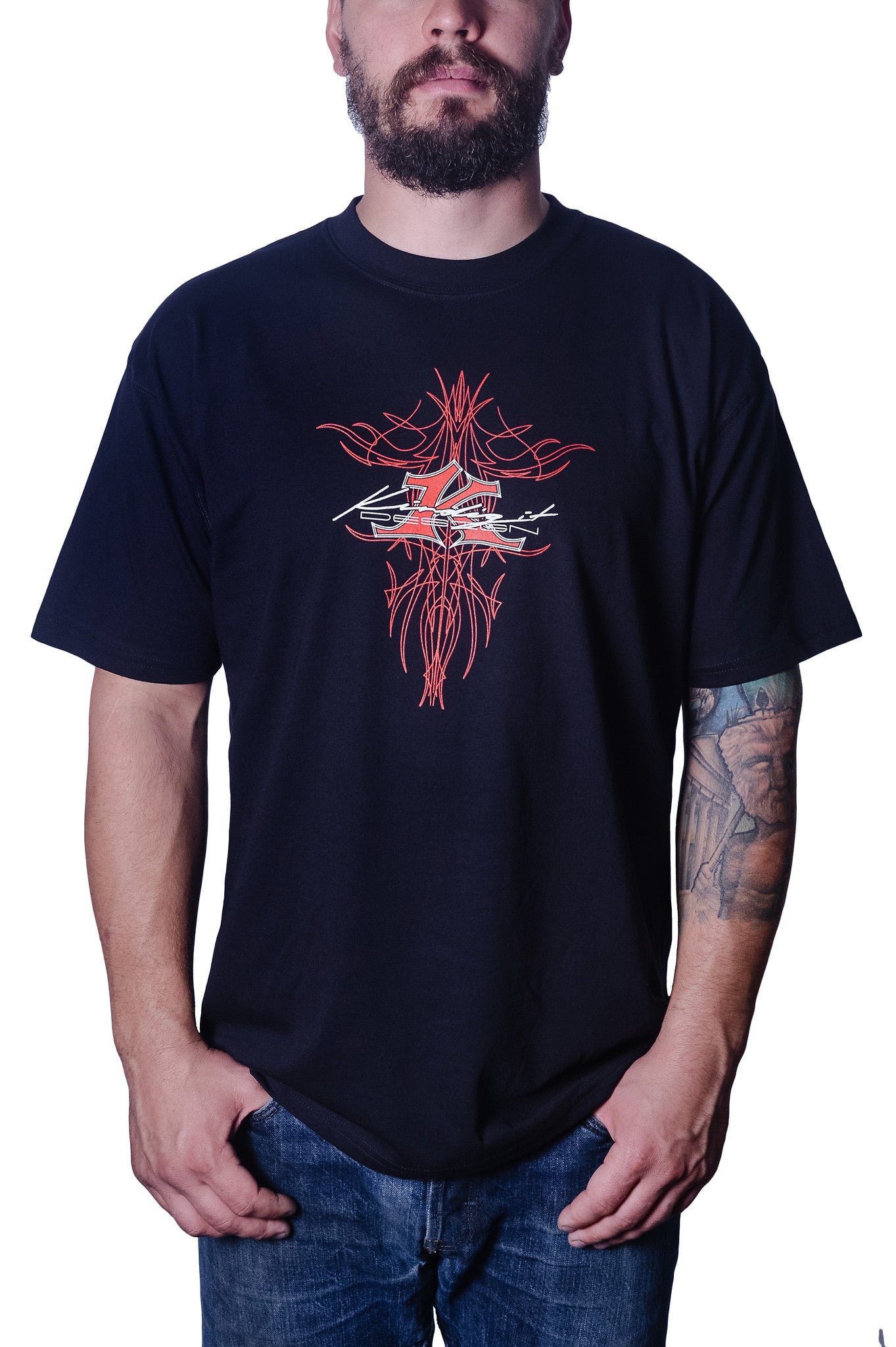 Men's Pinstripe Black T-Shirt - Kindig-it Design