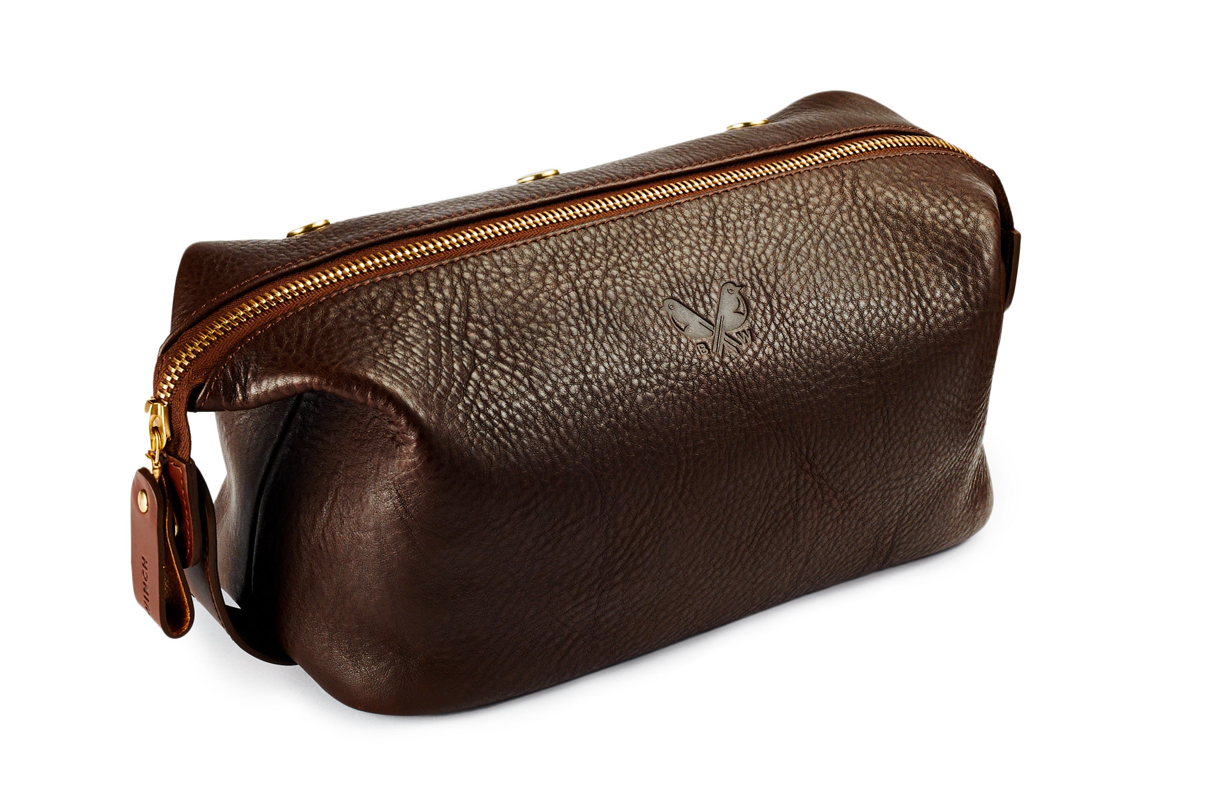 Washbag / Dopp Kit : Brown Leather Wash Bag for Men