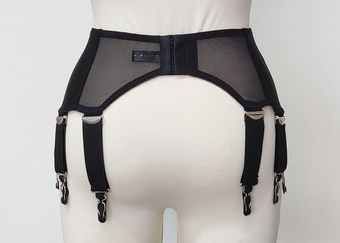 black Grace garter belt with 10 extra wide straps, back view