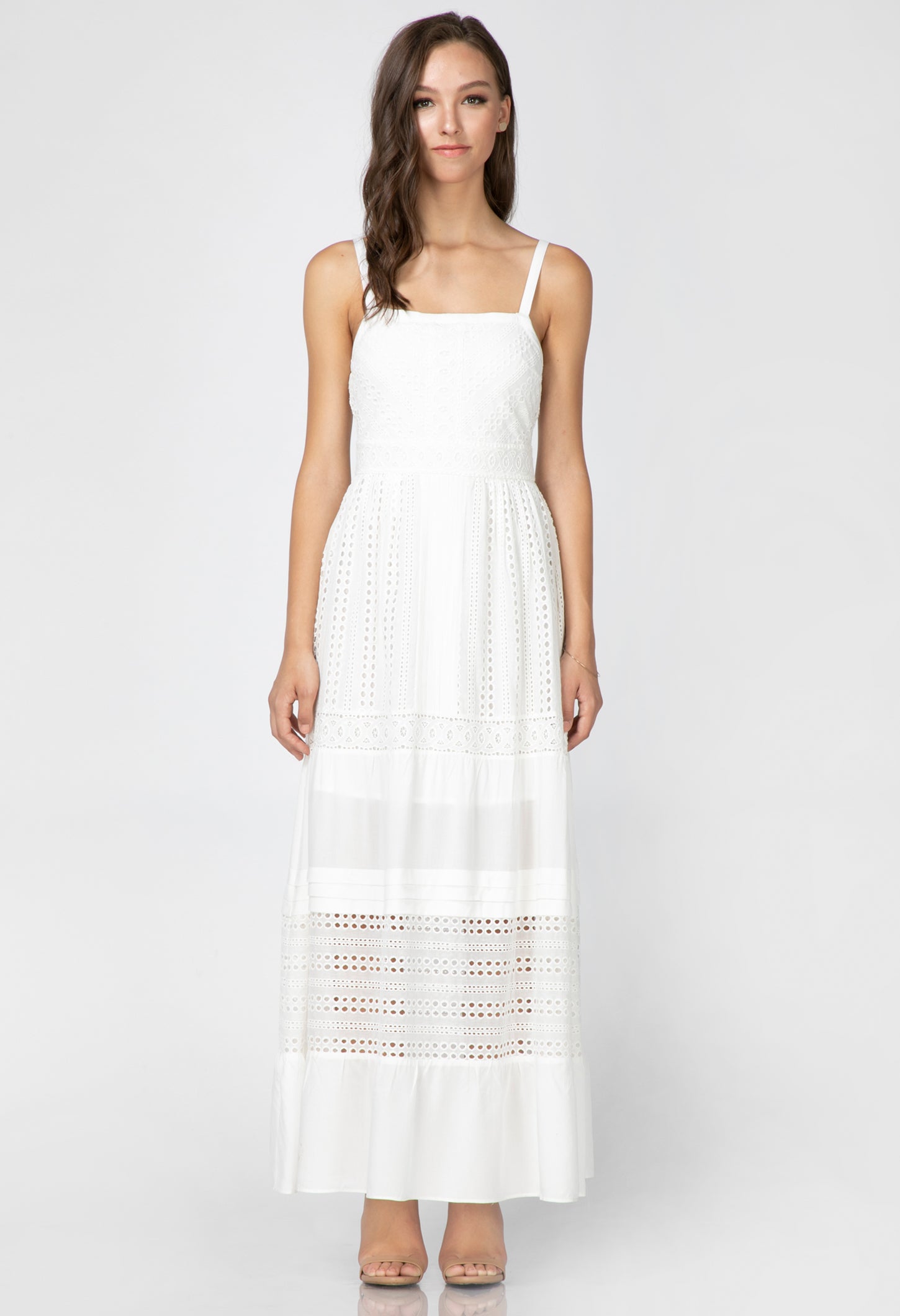 white eyelet maxi dress