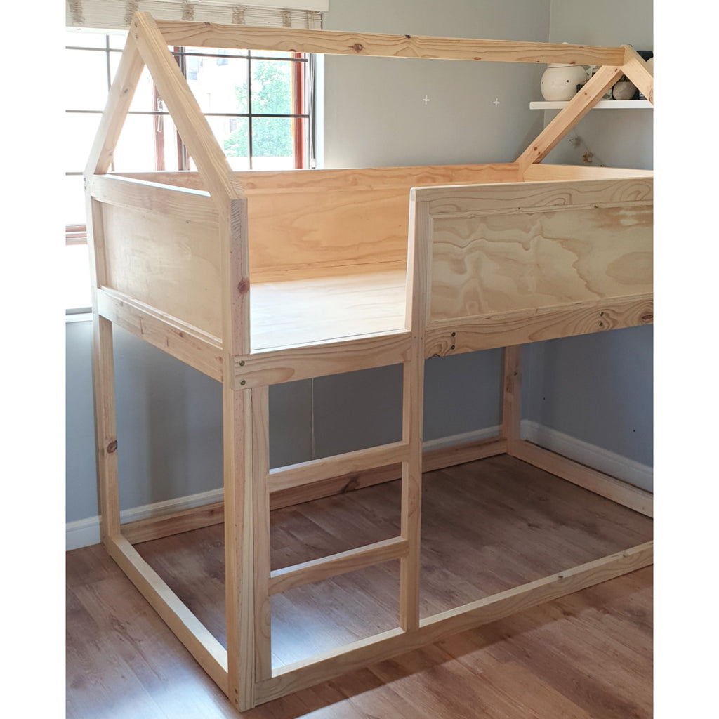 bunk bed with house on top